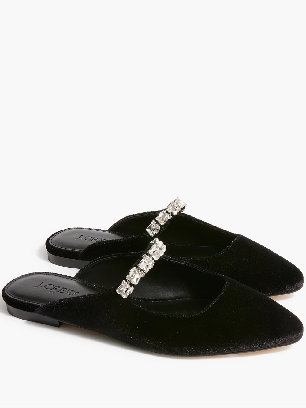 J. CREW Black Velvet Rhinestone Mules
Size 8